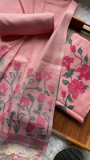 Simply Style Pink Muslin Cotton Unstitched Suit Set